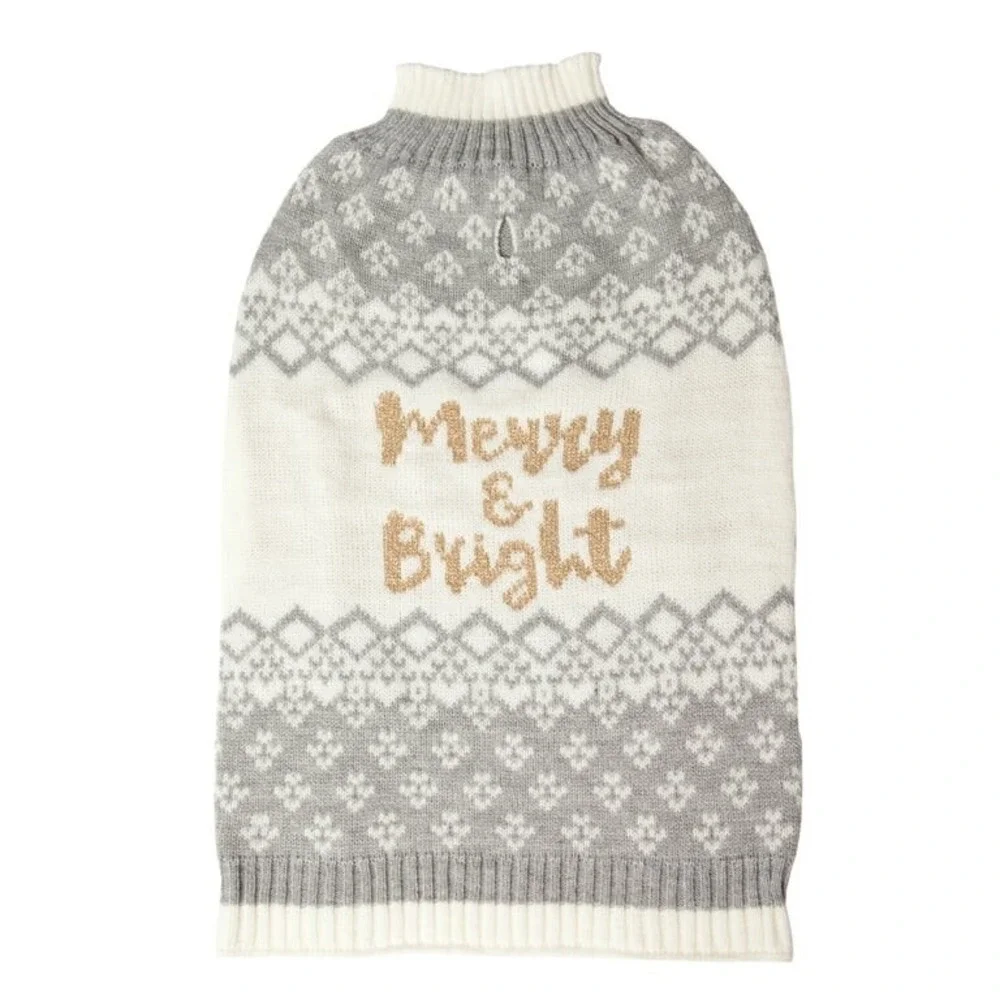 Vibrant Life Dog Pet Holiday Merry & Bright Christmas Sweater Medium 20-50‎ LB